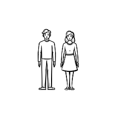 Image showing Couple in love hand drawn sketch icon.