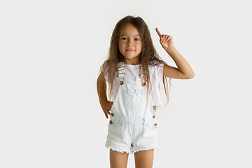 Image showing Portrait of little girl isolated on white studio background