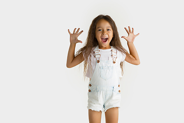 Image showing Portrait of little girl isolated on white studio background