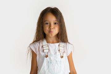 Image showing Portrait of little girl isolated on white studio background