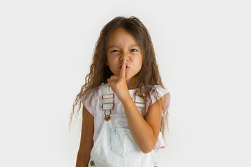 Image showing Portrait of little girl isolated on white studio background