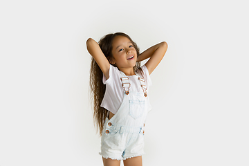 Image showing Portrait of little girl isolated on white studio background