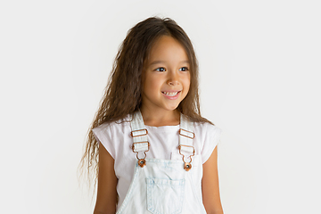 Image showing Portrait of little girl isolated on white studio background