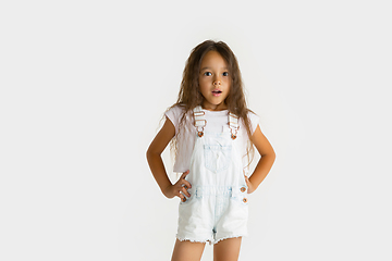 Image showing Portrait of little girl isolated on white studio background