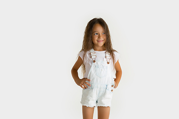 Image showing Portrait of little girl isolated on white studio background