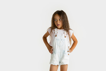 Image showing Portrait of little girl isolated on white studio background