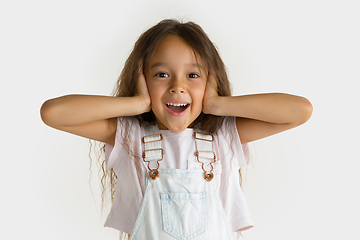 Image showing Portrait of little girl isolated on white studio background