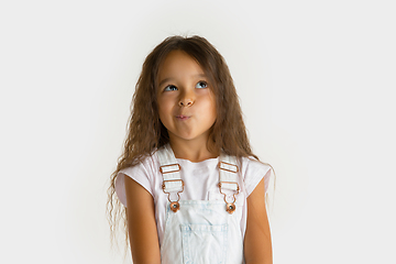 Image showing Portrait of little girl isolated on white studio background