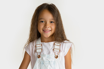 Image showing Portrait of little girl isolated on white studio background