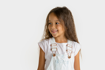 Image showing Portrait of little girl isolated on white studio background