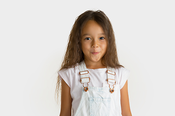 Image showing Portrait of little girl isolated on white studio background