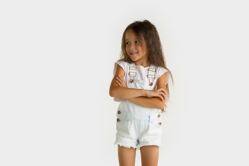 Image showing Portrait of little girl isolated on white studio background