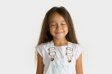 Image showing Portrait of little girl isolated on white studio background