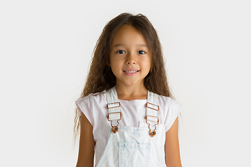 Image showing Portrait of little girl isolated on white studio background