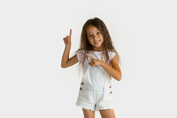 Image showing Portrait of little girl isolated on white studio background