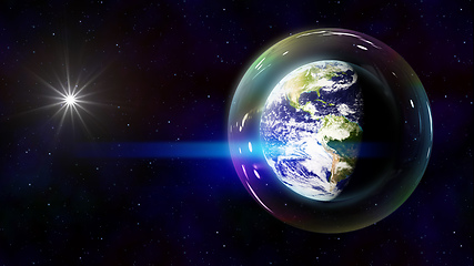 Image showing safe planet earth bubble in space