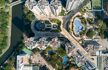 Image showing Top view of cityscape in Hong Kong