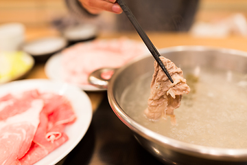 Image showing Hot pot in japanese restaurant 