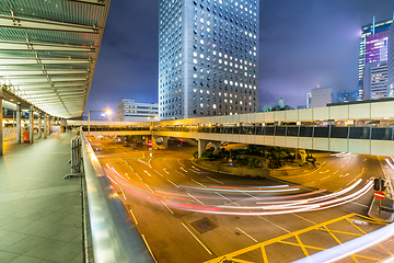 Image showing Busy traffic in hong kong at night