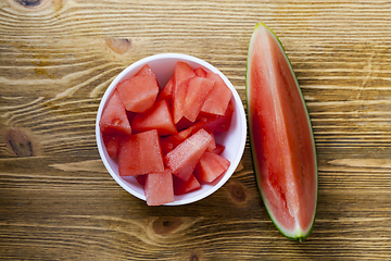 Image showing Watermelon on wooden background