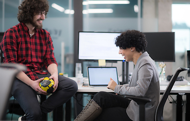 Image showing software developers couple writing programming code