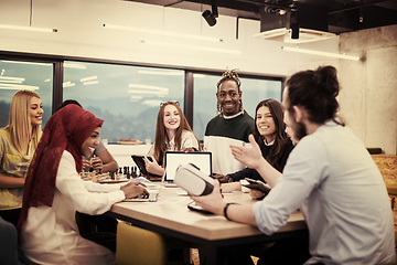 Image showing Young Multiethnic Business team using virtual reality headset