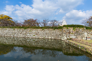 Image showing Japanese Himeiji Castle and canal