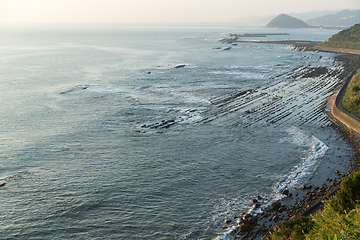 Image showing Aoshima Island coast with washboard of demon