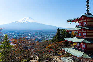 Image showing Mountain Fuji and Chureito Pagoda