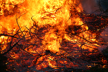 Image showing Detail of flames in an outdoor fire in Denmark