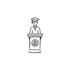 Image showing University graduation student hand drawn icon.