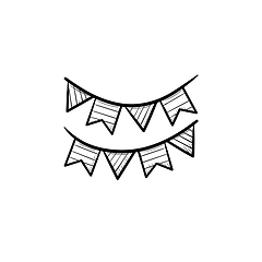 Image showing Bunting flags head hand drawn outline doodle icon.