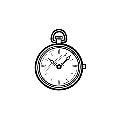 Image showing Pocket watch hand drawn sketch icon.