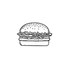 Image showing Burger hand drawn sketch icon.