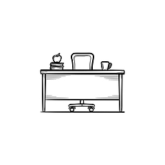 Image showing Work desk hand drawn sketch icon.