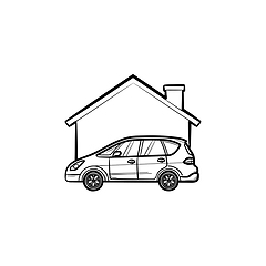 Image showing Car garage hand drawn sketch icon.