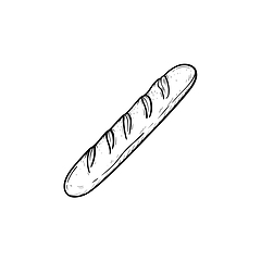 Image showing French baguette hand drawn sketch icon.