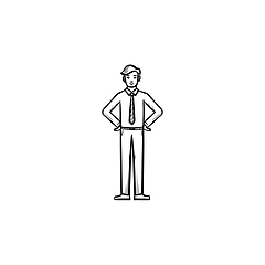 Image showing A man in a suit and a tie hand drawn sketch icon.