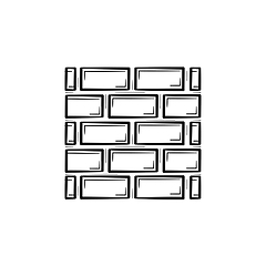 Image showing Brickwall hand drawn sketch icon.