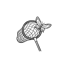 Image showing Butterfly net hand drawn sketch icon.