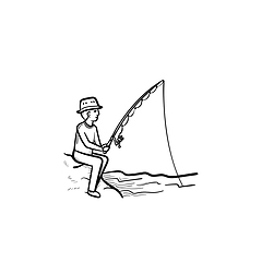 Image showing Fishing hand drawn sketch icon.