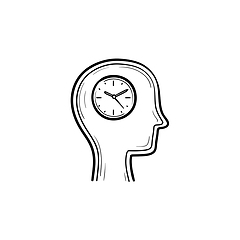 Image showing Clock in the head hand drawn sketch icon.
