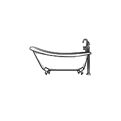 Image showing Bathtub with tap hand drawn sketch icon.