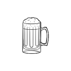 Image showing Mug of beer hand drawn sketch icon.