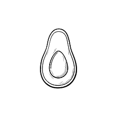 Image showing Avocado hand drawn sketch icon.