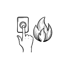 Image showing Fire alarm hand drawn sketch icon.