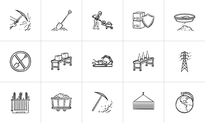 Image showing Industry hand drawn sketch icon set.