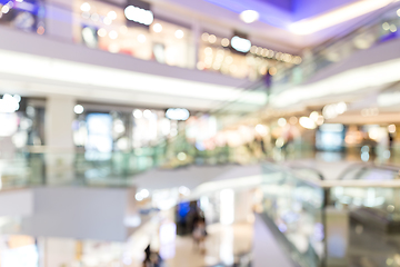 Image showing Shopping center interior background with bokeh