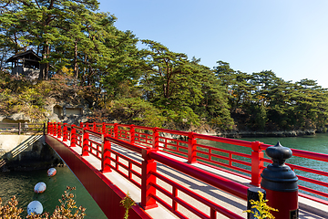 Image showing Japanese Matsushima and red bridge