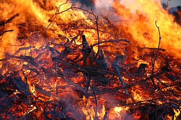 Image showing Detail of flames in an outdoor fire in Denmark